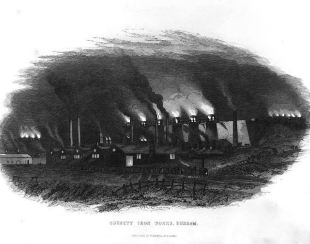 Consett iron works county durham sketch 1850s Image