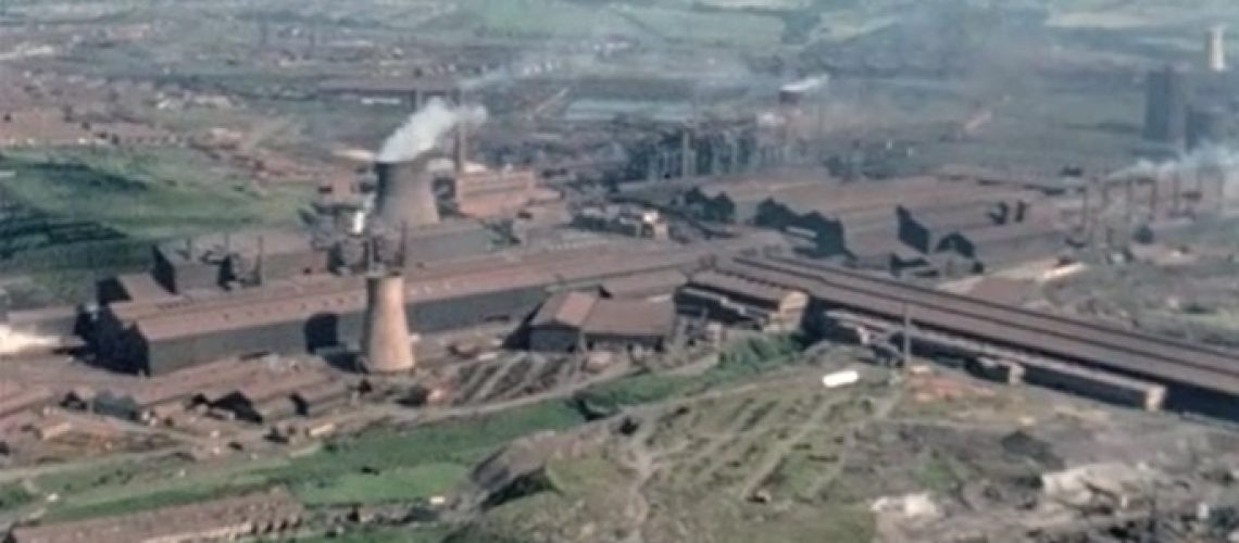 Aerial shot of consett steel and outlying district