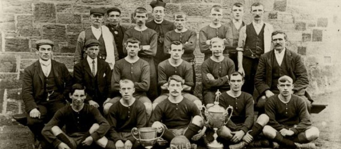 The legendary Leadgate Exiles Football Club who were a Roman Catholic team and played their home games from a pitch opposite the Brooms Church.